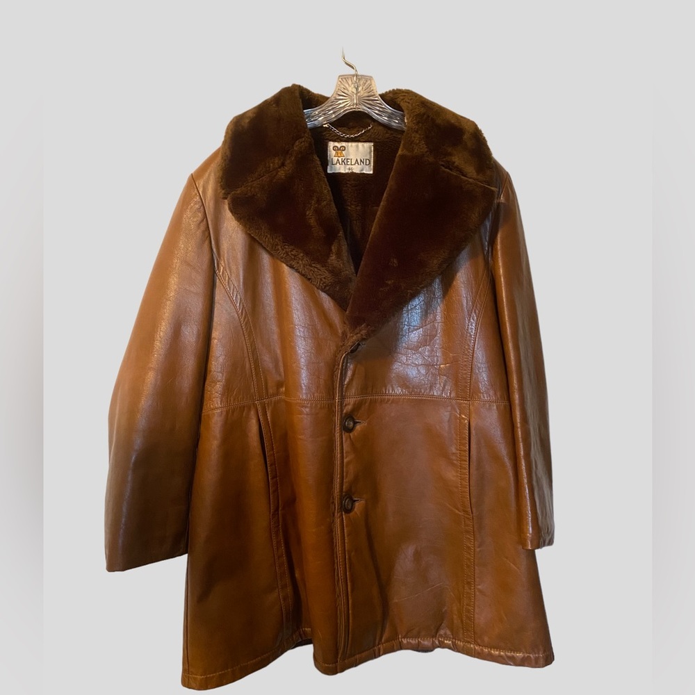 Vintage Lakeland Brown leather rancher coat size 46